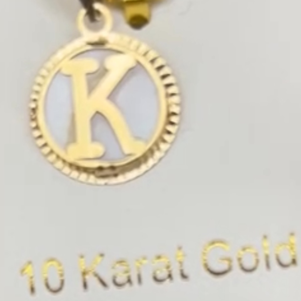 10k Gold Initial Pendant Charm For Necklace With Mother Of Pearl Background New
